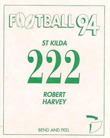 1994 Select AFL Stickers #222 Robert Harvey Back